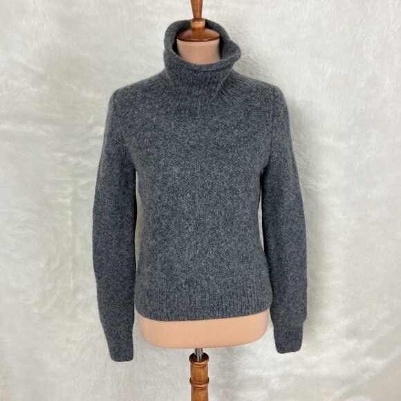 COS Moss Stitched Fuzzy Gray Roll Neck Funnel Neck Alpaca & Yak Blend Sweater XS - Picture 1 of 8
